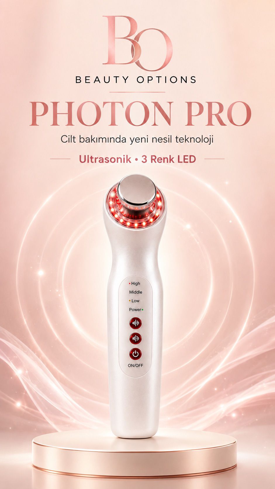 Beauty Options Photon Pro LED ve ultrasonik cilt bakım cihazı